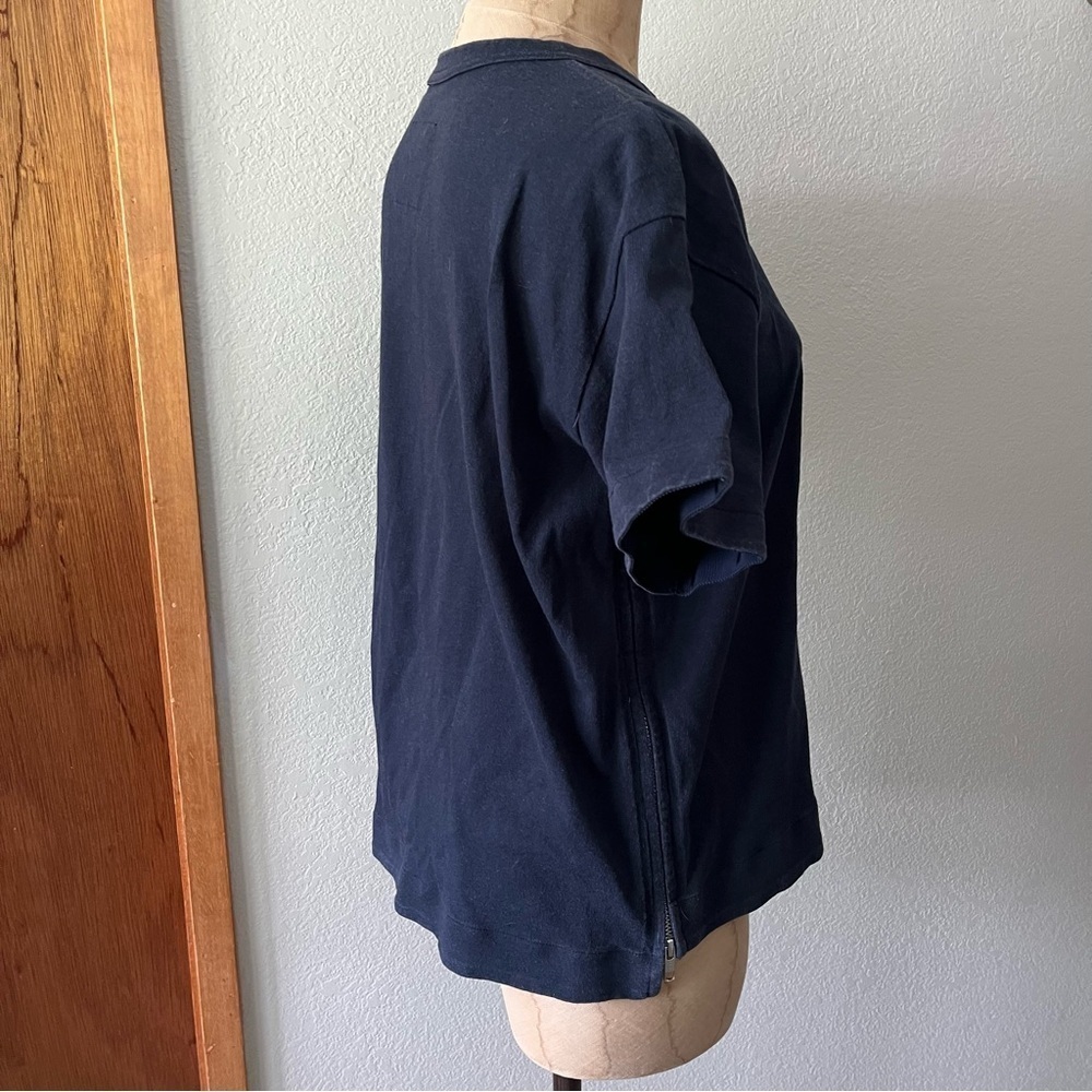 SACAI sz 1 S Navy Blue Short Sleeve Tshirt Tee Paradise Garage Side Zippers - Picture 4 of 14